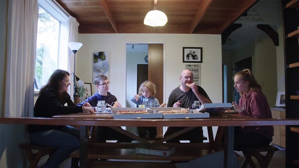 The Ferguson family eating at the dinner table.